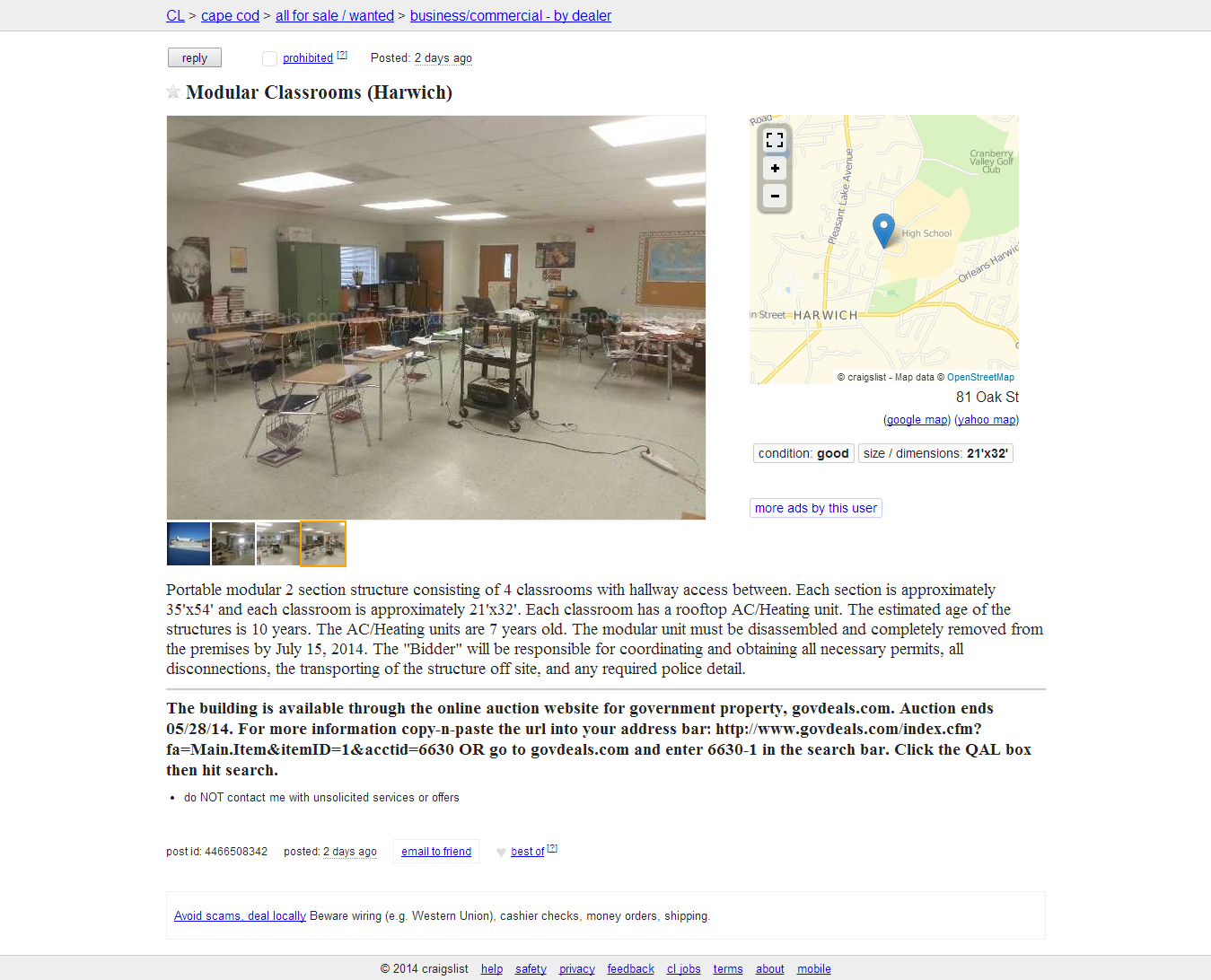 Cape Cod Craigslist Ad Of The Day Harwich Classrooms For Sale... Wait