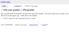 Cape Cod Craigslist Ad Of The Day - Sell Your Panties?