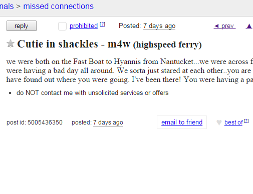 Cape Cod Craigslist Ad Of The Day 