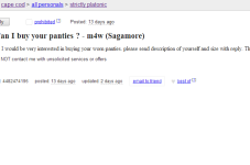Cape Cod Craigslist Ad Of The Day - Can I Buy Your Panties?